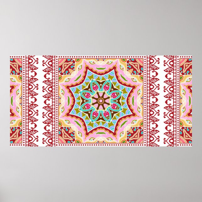 Seamless damask with colourful patchwork. Vintage  Poster (Front)