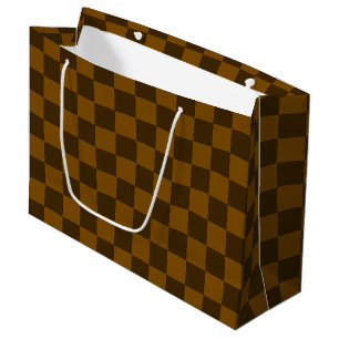 Seamless Dark and Light Brown Chequered Large Gift Bag