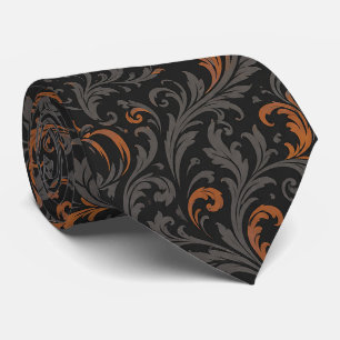 Seamless Dark Baroque Pumpkin Pattern Black Tie