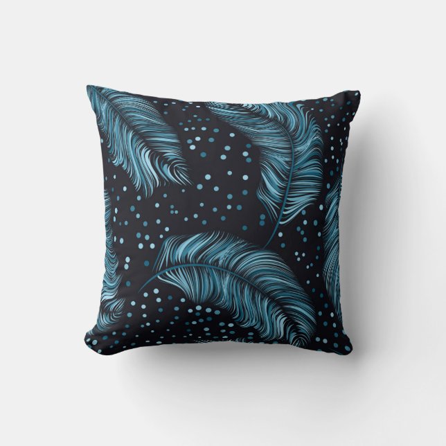 Seamless dark feather texture, abstract vintage. cushion (Front)