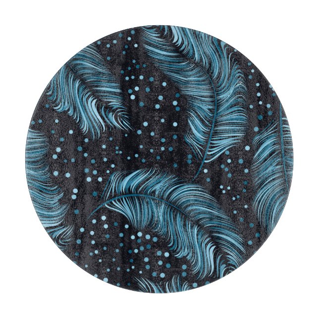 Seamless dark feather texture, abstract vintage. cutting board (Front)