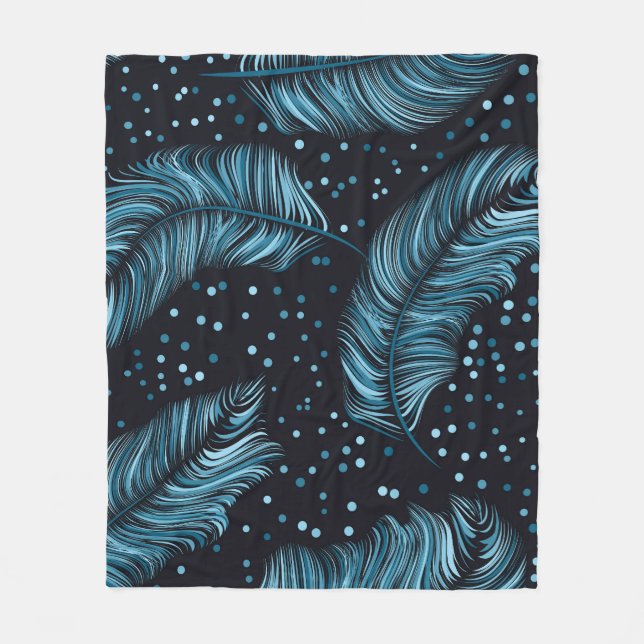 Seamless dark feather texture, abstract vintage. fleece blanket (Front)