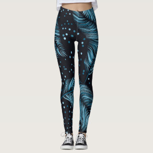 Seamless dark feather texture, abstract vintage. leggings