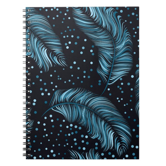 Seamless dark feather texture, abstract vintage. notebook (Front)