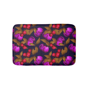 Seamless dark plum fruits purple berries cherry pa bath mat