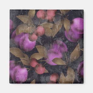 Seamless dark plum fruits purple berries cherry pa magnet