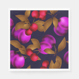 Seamless dark plum fruits purple berries cherry pa napkin