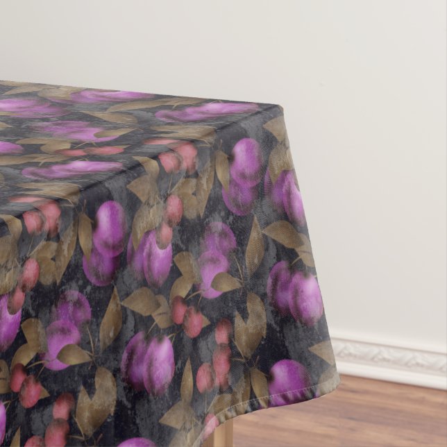 Seamless dark plum fruits purple berries cherry pa tablecloth (In Situ)