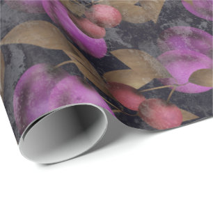 Seamless dark plum fruits purple berries cherry pa wrapping paper