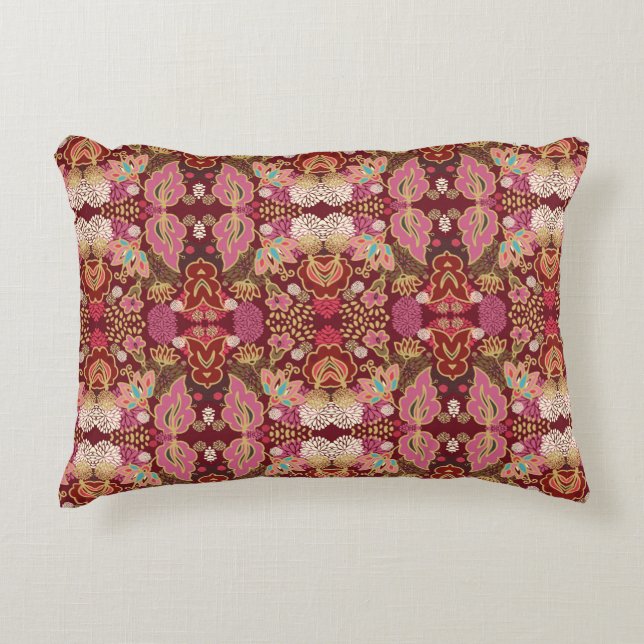 Seamless decorative chaotic floral pattern cushion (Front)