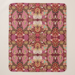Seamless decorative chaotic floral pattern sherpa blanket