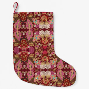 Seamless decorative chaotic floral pattern small christmas stocking