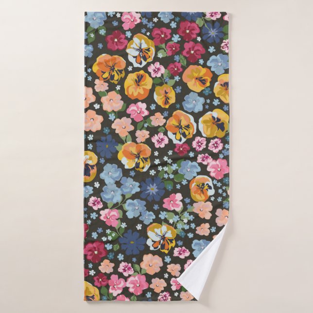 Seamless decorative elegant pattern with cute flow bath towel (Bath Towel)