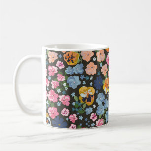 Seamless decorative elegant pattern with cute flow coffee mug