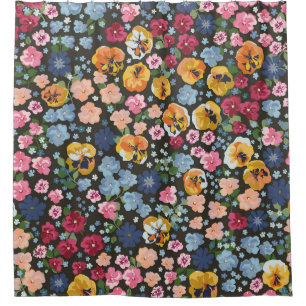 Seamless decorative elegant pattern with cute flow shower curtain
