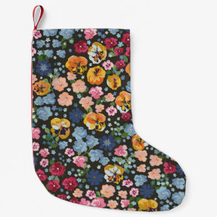 Seamless decorative elegant pattern with cute flow small christmas stocking
