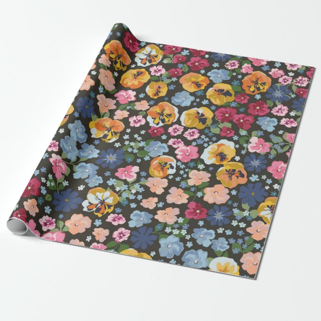 Seamless decorative elegant pattern with cute flow wrapping paper (Unrolled)