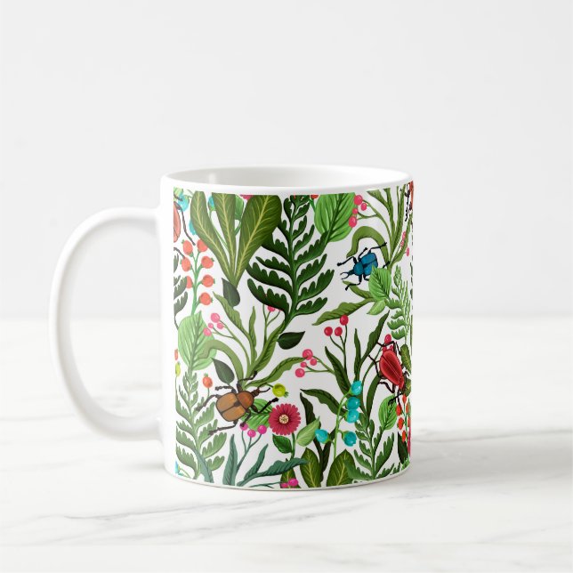 Seamless decorative pattern with plants and insect coffee mug (Left)
