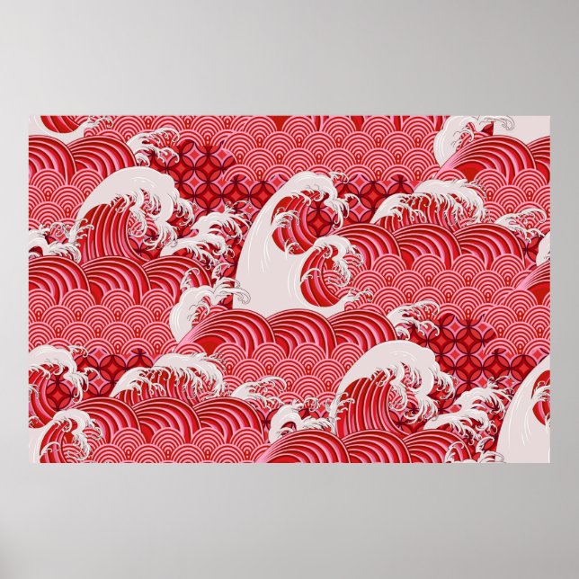 Seamless decorative pattern with waves in Chinese  Poster (Front)