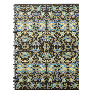 Seamless decorative Vintage laced design on golden Notebook