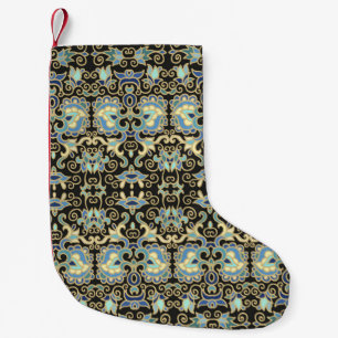 Seamless decorative Vintage laced design on golden Small Christmas Stocking