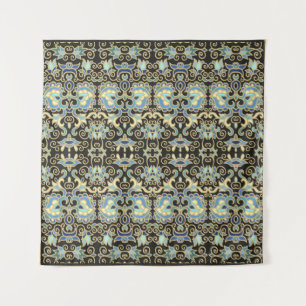 Seamless decorative Vintage laced design on golden Tapestry