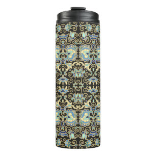 Seamless decorative Vintage laced design on golden Thermal Tumbler