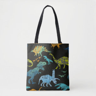 Seamless Dino pattern. Original design with t-rex, Tote Bag