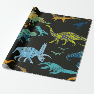 Seamless Dino pattern. Original design with t-rex, Wrapping Paper