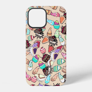 Seamless doodle cake pattern pattern. Hand drawn b iPhone 12 Case