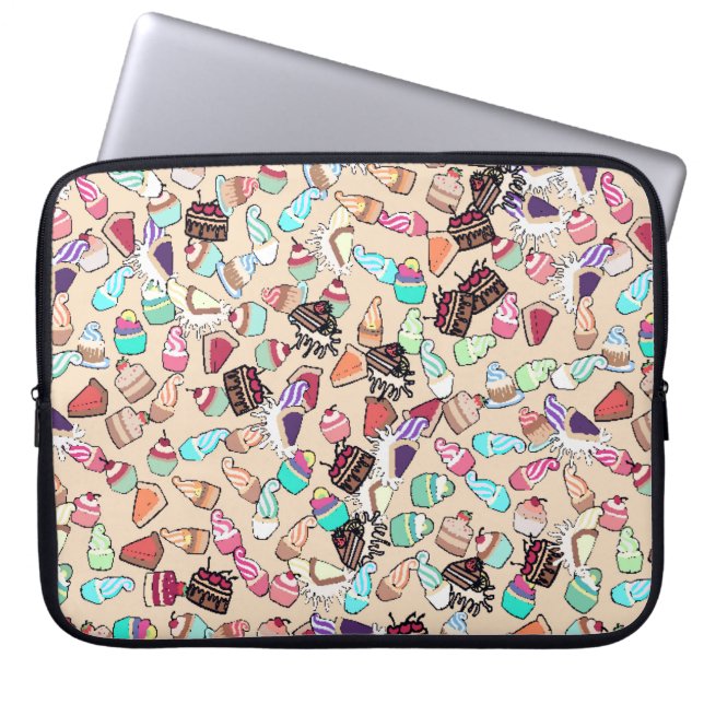 Seamless doodle cake pattern pattern. Hand drawn b Laptop Sleeve (Front)