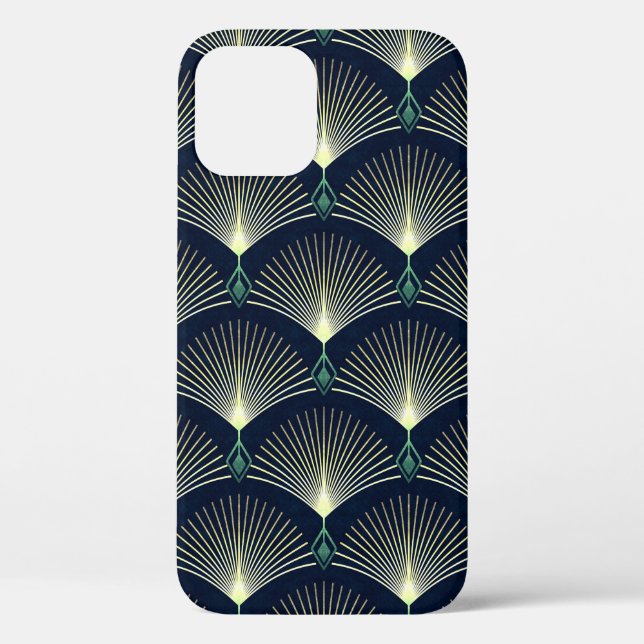 Seamless elegant geometric pattern. Blue Art Deco. Case-Mate iPhone Case (Back)