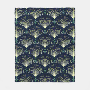 Seamless elegant geometric pattern. Blue Art Deco. Fleece Blanket