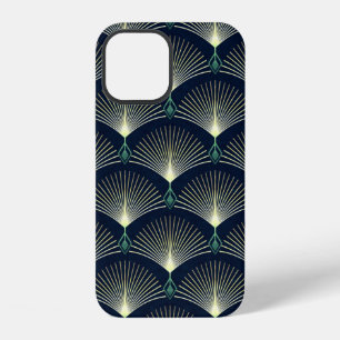 Seamless elegant geometric pattern. Blue Art Deco. iPhone 12 Case