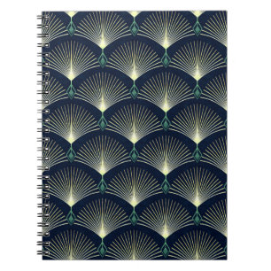 Seamless elegant geometric pattern. Blue Art Deco. Notebook