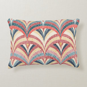 Seamless embroidered pattern. Wavy bohemian print. Decorative Cushion