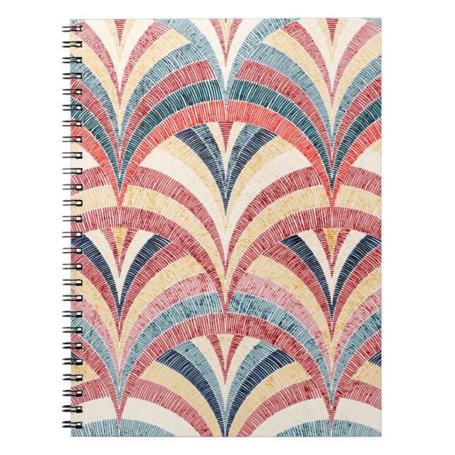 Seamless embroidered pattern. Wavy bohemian print. Notebook (Front)