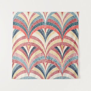Seamless embroidered pattern. Wavy bohemian print. Tapestry
