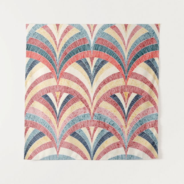Seamless embroidered pattern. Wavy bohemian print. Tapestry (Front)