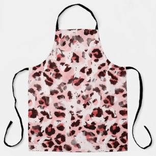 Seamless Endless Hand Drawn Watercolor Leopard Ani Apron