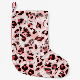 Seamless Endless Hand Drawn Watercolor Leopard Ani Small Christmas Stocking