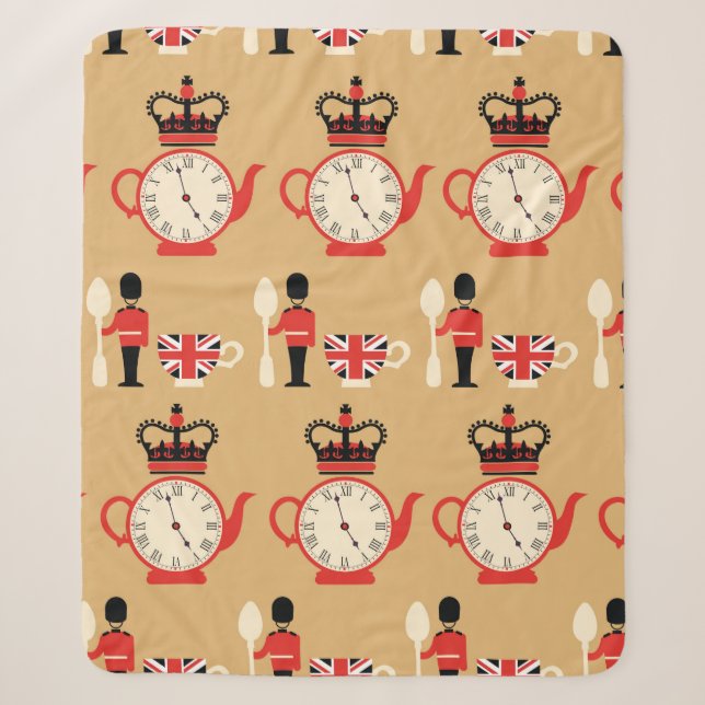 seamless english tea time pattern sherpa blanket (Front)