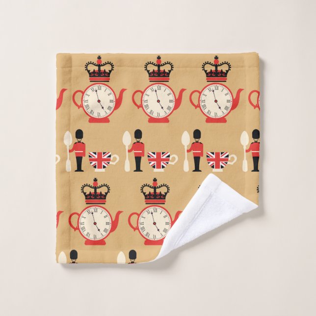 seamless english tea time pattern wash cloth (Wash Cloth)