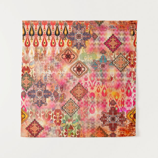 Seamless Ethnic beautiful pattern on Abstract digi Tapestry (Front)