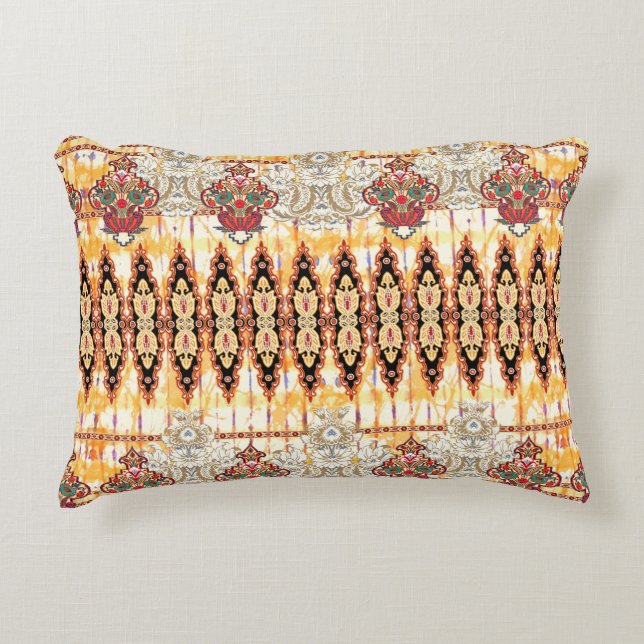Seamless ethnic mughal floral pattern decorative cushion (Front)