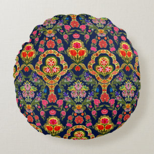 Seamless ethnic mughal floral pattern round cushion