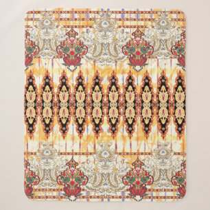 Seamless ethnic mughal floral pattern sherpa blanket