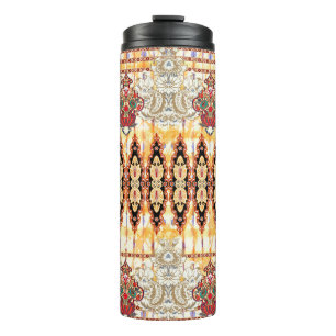 Seamless ethnic mughal floral pattern thermal tumbler