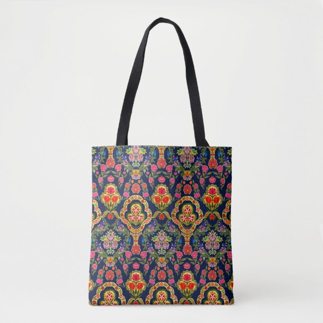 Seamless ethnic mughal floral pattern tote bag (Front)