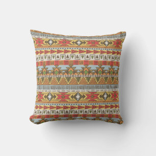 Seamless ethnic pattern in bright colours cushion